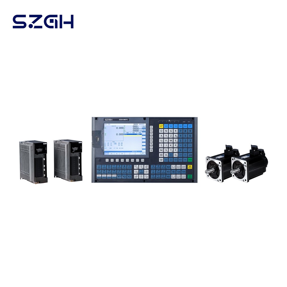 SZGH-880Tc New launch CNC Controller Kit Up to 16-axis control For Lathe, Routers, High precision: 17bits/23-bit absolute encoder support is 3 Axis(X Z) economic type Lathe CNC Controller , with 8.4 inches true color display(800x600) ,
2 analog spindle ,2ms interpolation in high speed, support ATC, PLC and macro, dual spindle control support function.
which obviously maximize machining accuracy, improve the efficiency, precision and surface ,quality of parts processing.