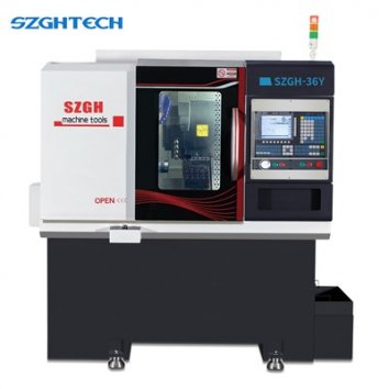 The SZGH-36Y is based on the SZGH-36 CNC lathe, with two live tools mounted on the Y-axis to enable turning-milling compound functionality. This configuration supports 6 rows of cutters and 4 side milling operations, making it ideal for machining workpieces that require drilling, tapping, and slotting on the sides. By completing the entire process in a single setup, it eliminates the error associated with second clamping. Additionally, the reduction in processing time and the integration of multiple procedures make it more efficient for a single operator to manage multiple machines, saving labor while improving automation and processing accuracy. It is suitable for processing bars up to 35mm and pellets up to 100mm.